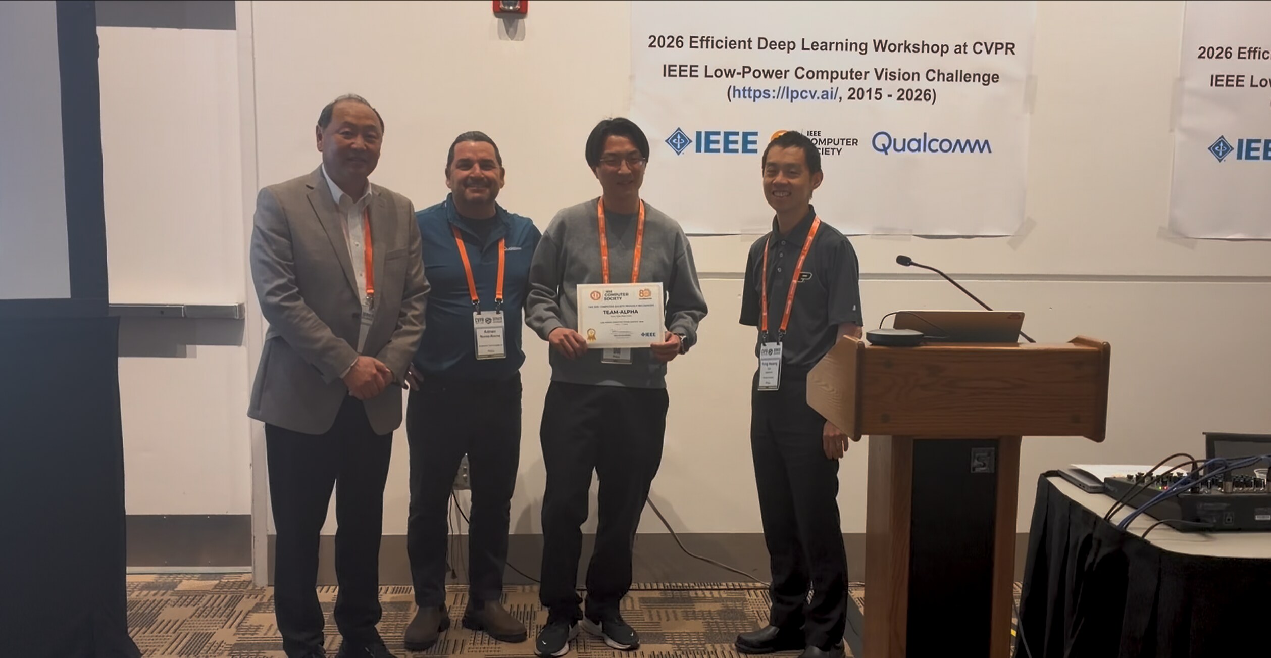 TEAM-ALPHA receiving the second-place award at the LPCVC 2026 ceremony